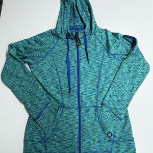 NWT RBX Women’s Performance Hoodie Large Blue/Green Heathered Activewear
